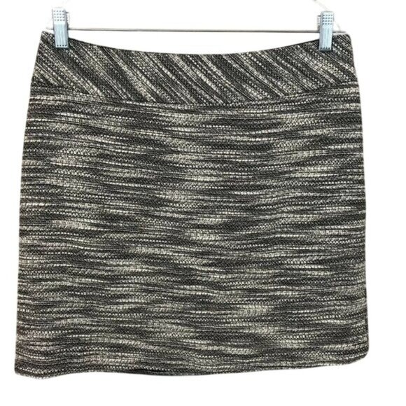 Ann Taylor Loft Black White Textured Petite Mini Skirt Size 10P Career - Picture 1 of 7
